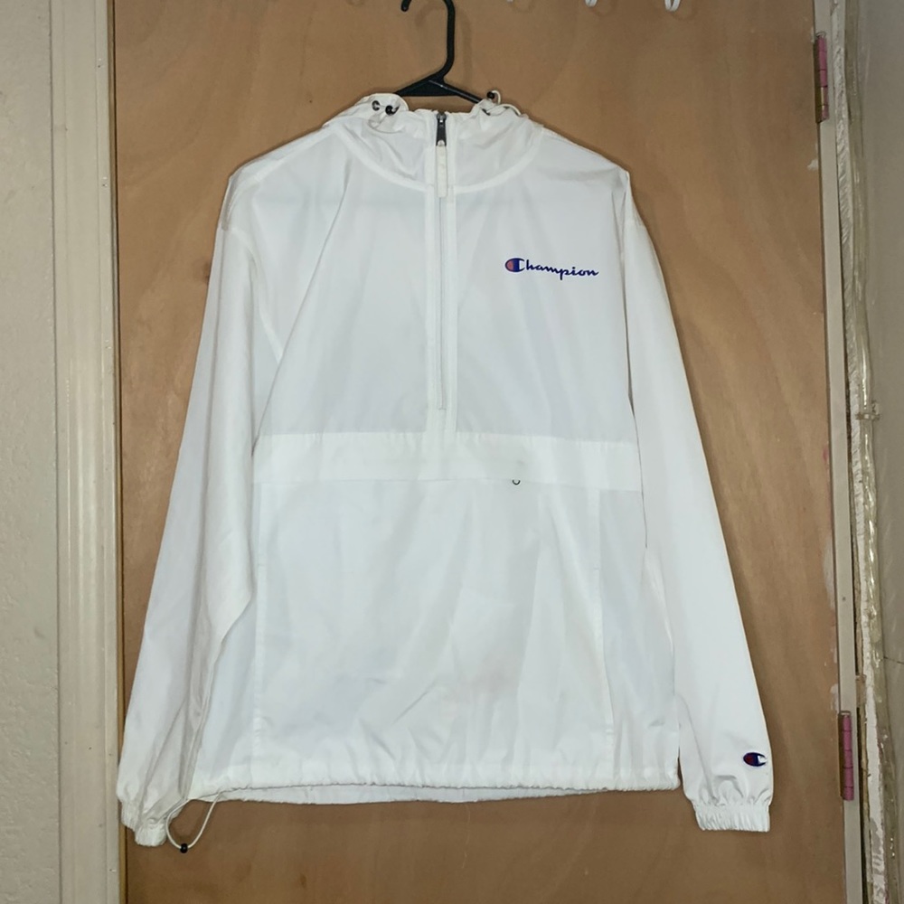White Champion windbreaker